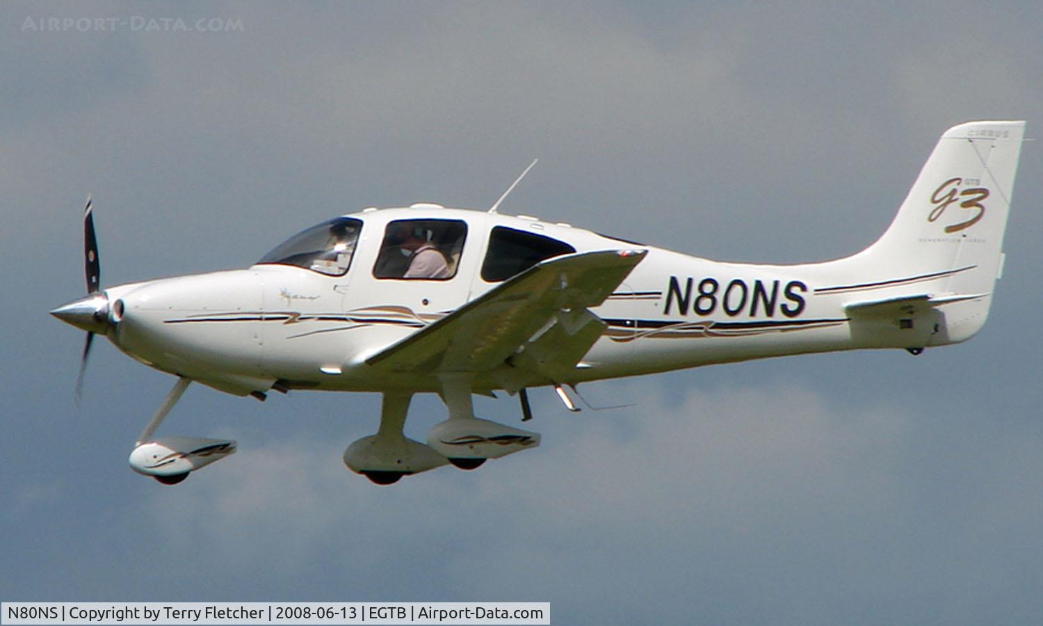 N80NS, 2007 Cirrus SR22 G3 GTS C/N 2839, Visitor  during  AeroExpo 2008 at Wycombe Air Park , Booker , United Kingdom