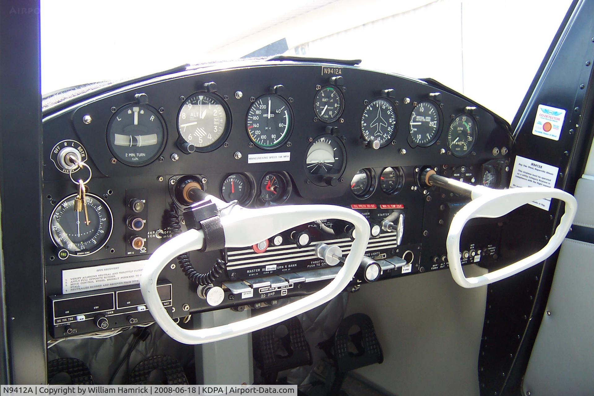 N9412A, 1949 Cessna 140A C/N 15233, Panal of 1949 C-140A  Super Clean Airplane