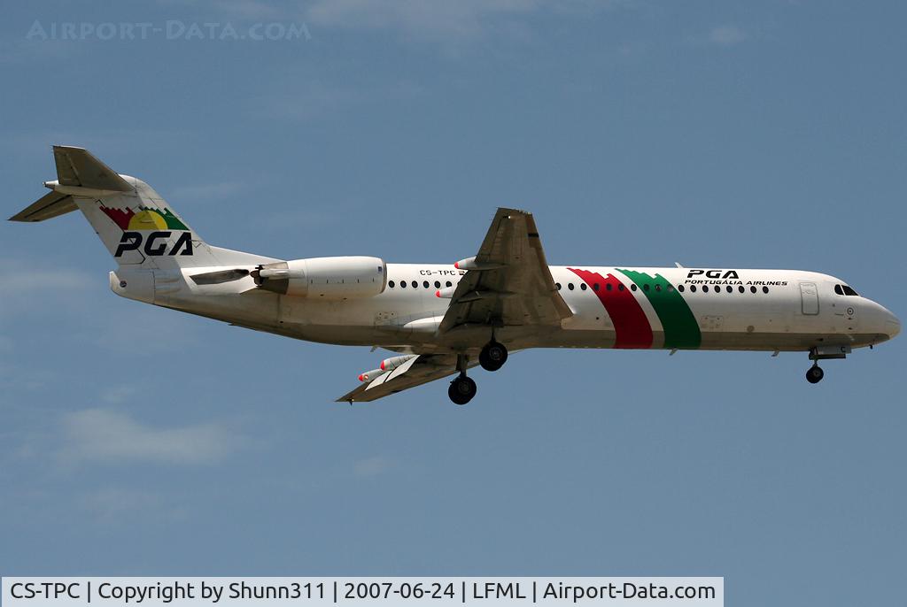 CS-TPC, 1990 Fokker 100 (F-28-0100) C/N 11287, Landing rwy 32R...