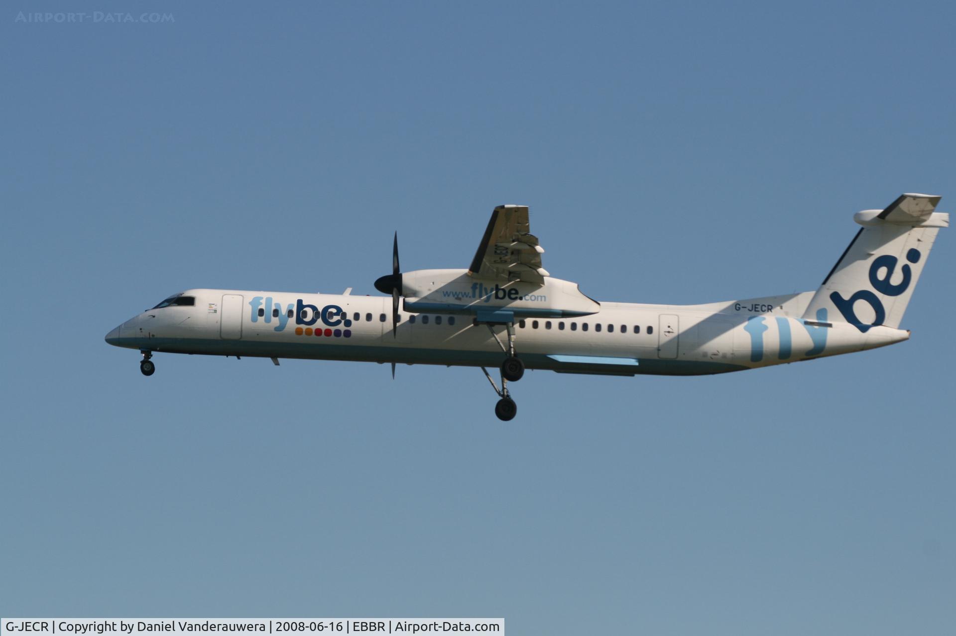 G-JECR, 2006 De Havilland Canada DHC-8-402Q Dash 8 C/N 4139, arrival of flight BE7181 to rwy 25L