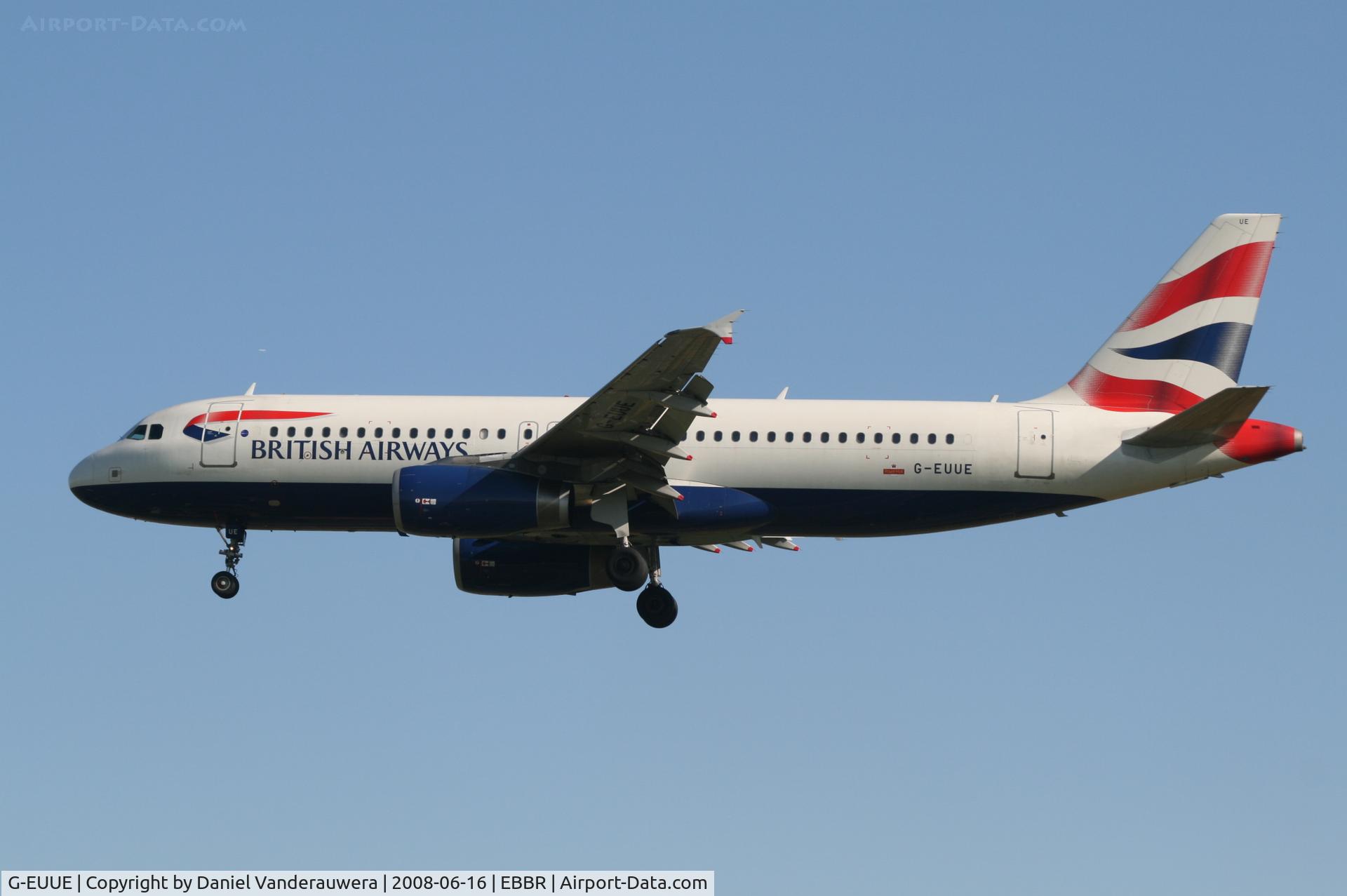 G-EUUE, 2002 Airbus A320-232 C/N 1782, arrival of flight BA388 to rwy 25L