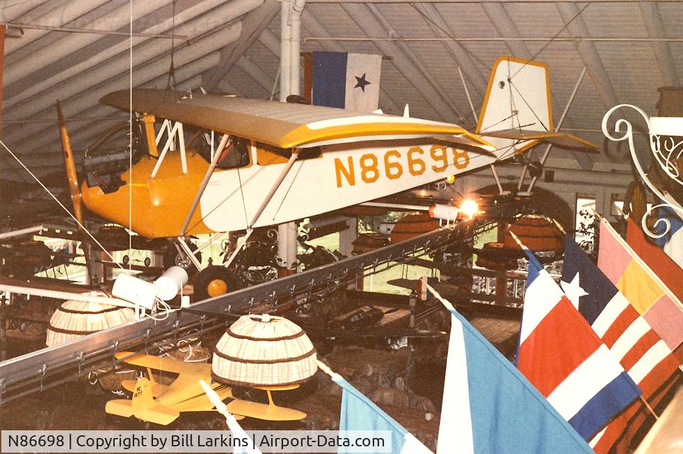 N86698, 1965 Pietenpo Air Camper C/N D-1, Hanging from the ceiling of the Flying Lady Restaurant in Morgan Hill, CA