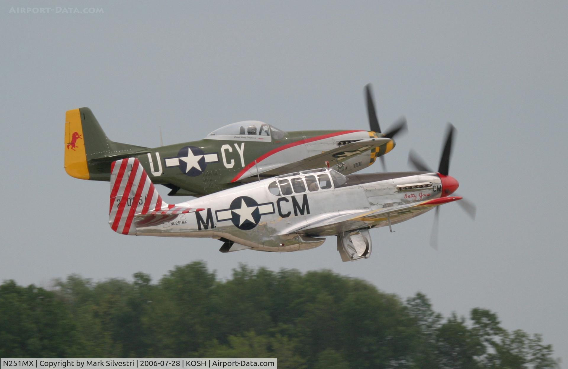N251MX, 1943 North American P-51C-10 Mustang C/N 103-22730, Oshkosh 2006 - Betty Jean with Gunfighter