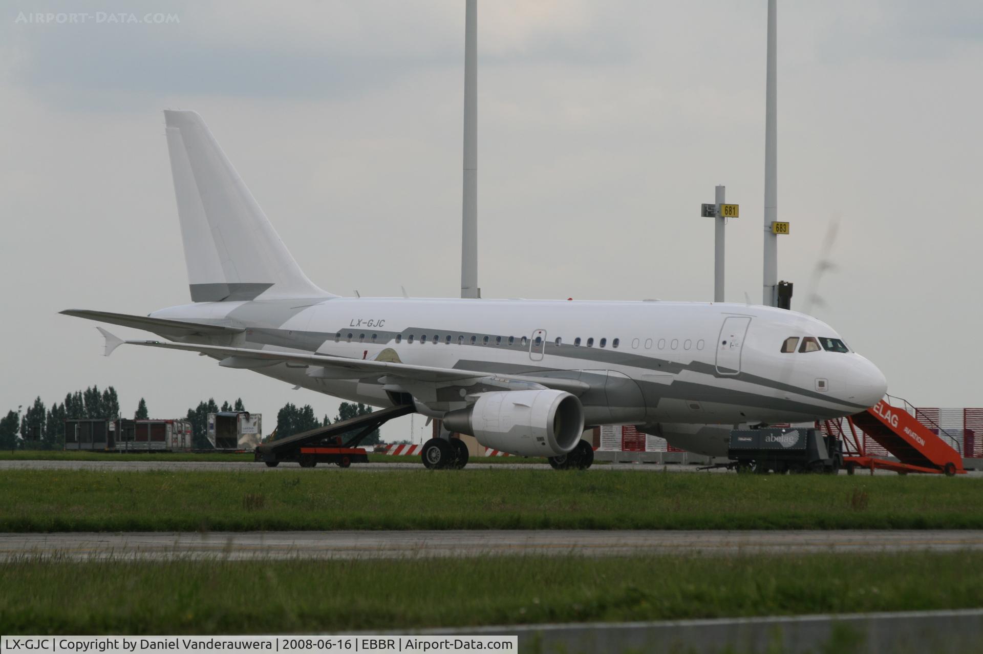 LX-GJC, 2007 Airbus ACJ318 (A318-112/CJ) C/N 3100, parked on General Aviation apron (Abelag)