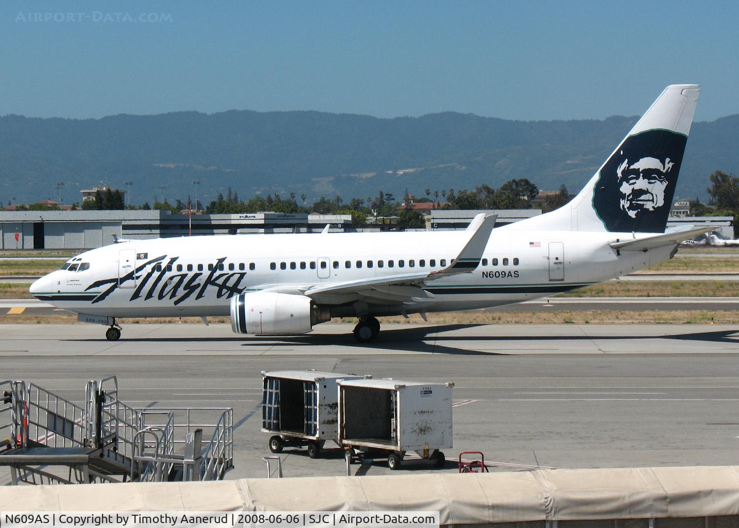 N609AS, 1999 Boeing 737-790 C/N 29752, Taxiing to active at SJC
