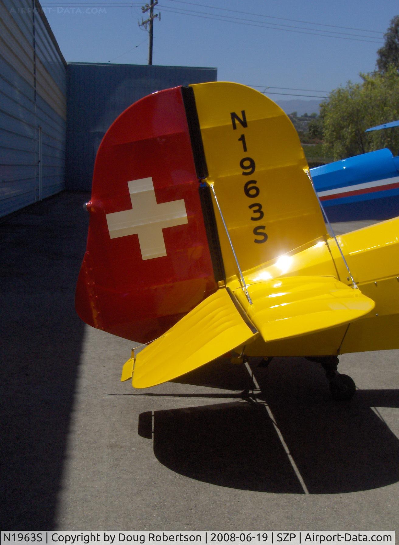 N1963S, 1963 CASA 1-131E Jungmann C/N Not found E3B-616/N1963S, 1963 Bucker-Jungmann 131, Lycoming O&VO-360 180 Hp upgrade, tail in Swiss livery
