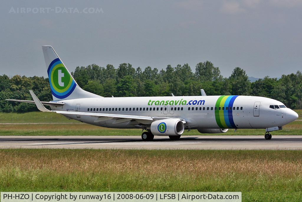 PH-HZO, 2007 Boeing 737-8K2 C/N 34169, leaving Basle-Airport empty to Paris CDG EURO 08