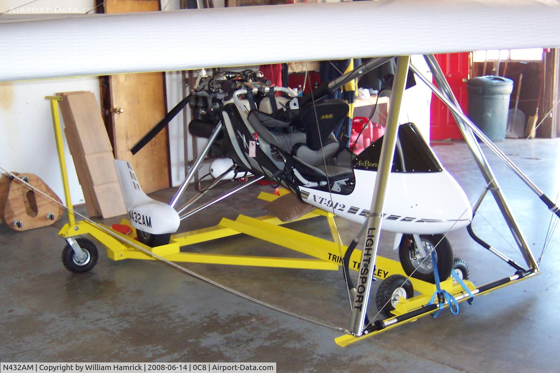 N432AM, 2007 Airborne Edge XT-912-L C/N XT-912-0186, On at trailer at Cushing