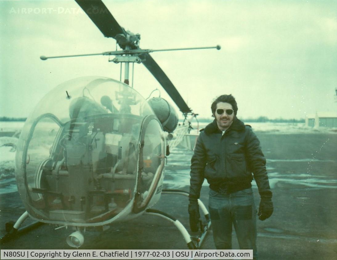 N80SU, 1959 Bell OH-13H C/N 2522, Bell OH-13F, 59-4939 with the Ohio State University Flight Department.  Having just landed and shut down, the guy I took flying took this shot of me with his Polaroid.