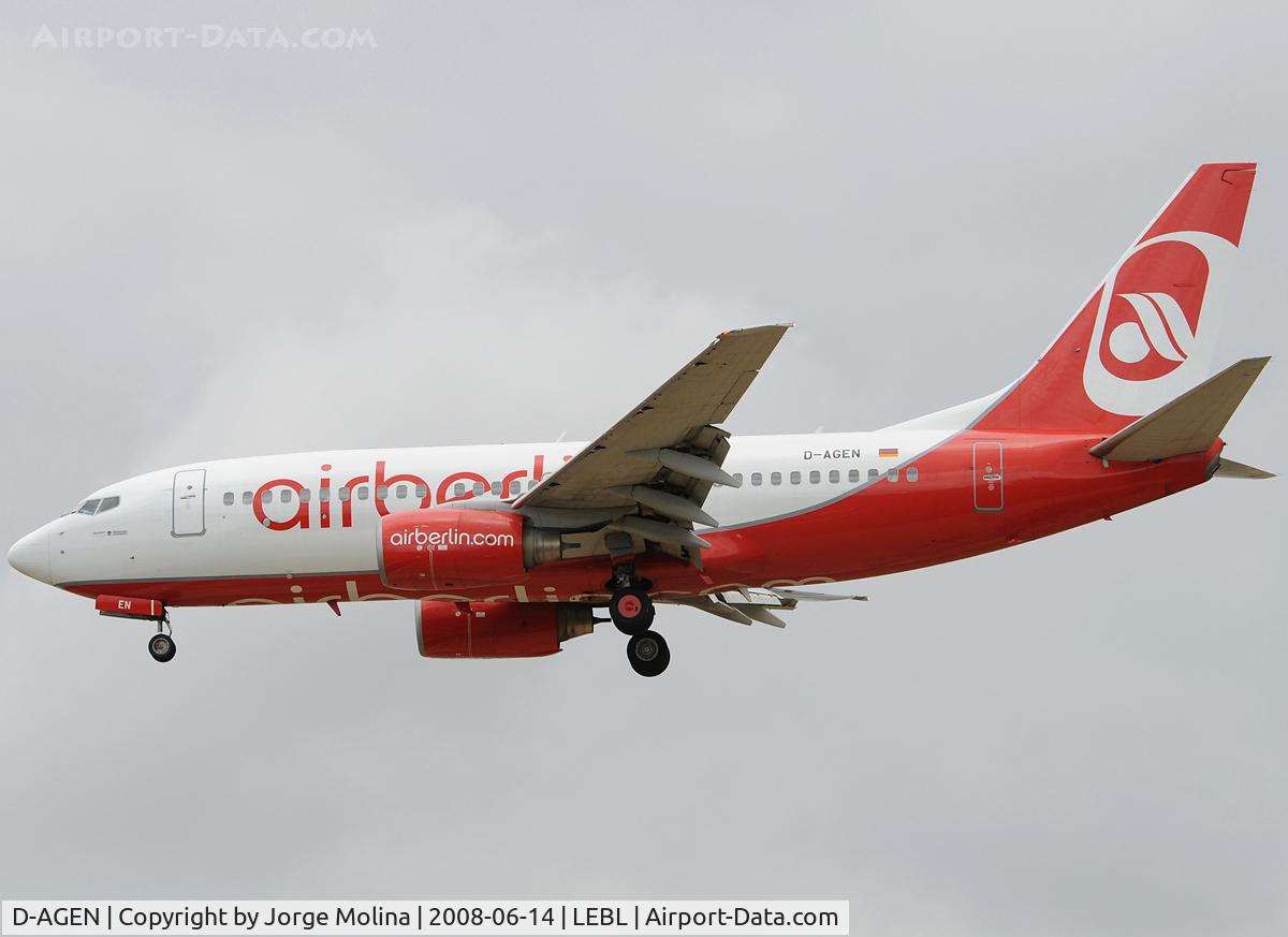 D-AGEN, 1998 Boeing 737-75B C/N 28100, On short final to RWY 25R.