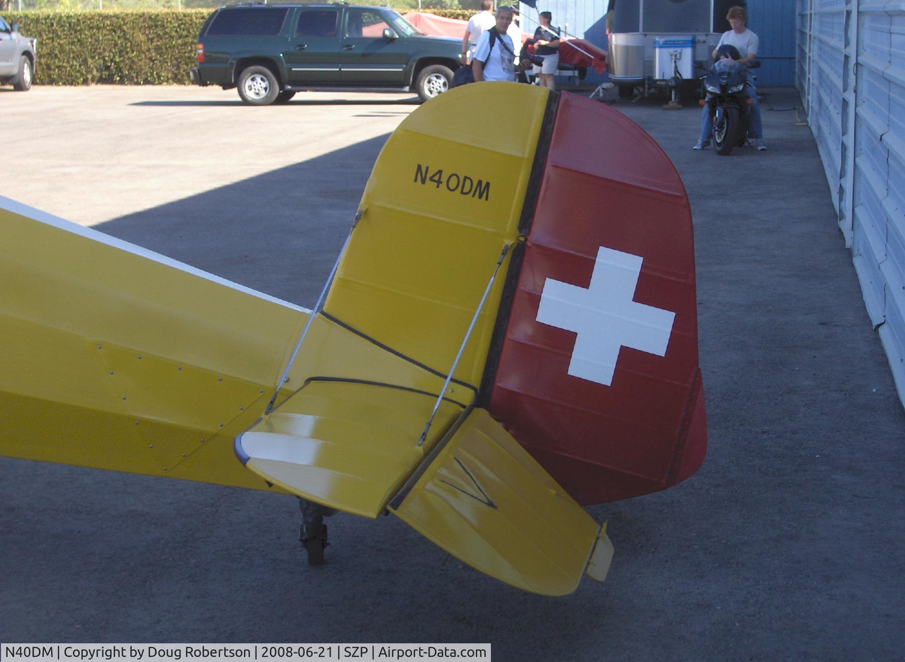 N40DM, 1953 CASA 1-131E Jungmann C/N 2102, C.A.S.A. BU 1.131 Bucker Jungmann, Lycoming HO-360? 180 Hp (probably IO-360 as HO would be a helicopter engine), tail with Swiss livery