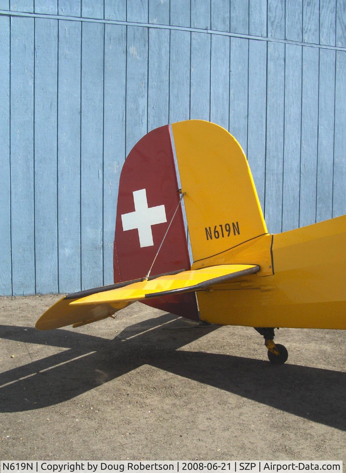 N619N, 1961 CASA 1-131E Jungmann C/N 2188, 1961 C.A.S.A. BU 1.131E Bucker Jungmann, tail with Swiss livery (Spanish builder-Swiss markings?)