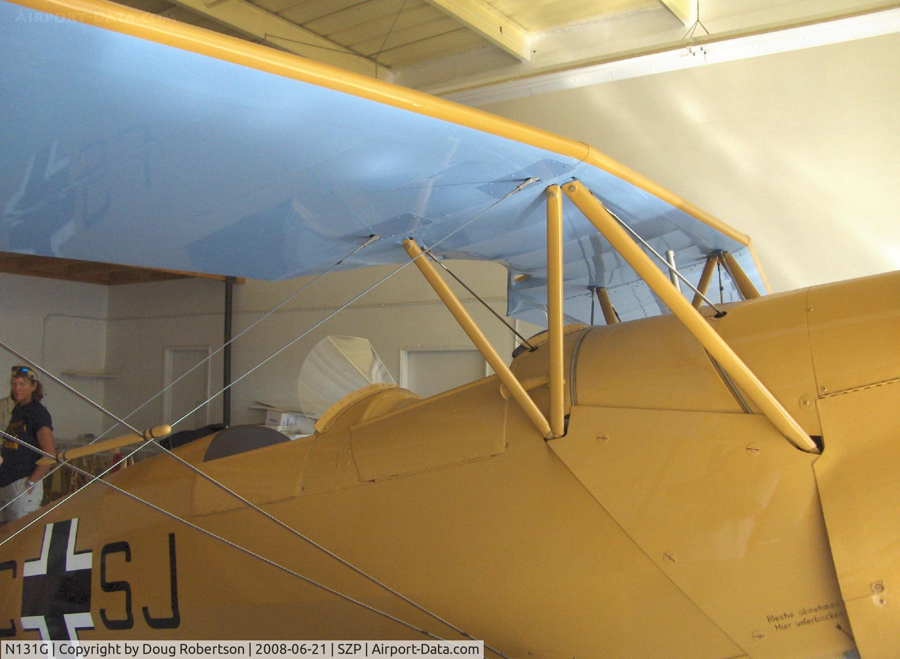 N131G, 1959 CASA 1-131 Jungmann C/N E3B-391, 1959 C.A.S.A. 1.131 Bucker-Jungmann, LOM 332AK 140 Hp inverted 4 cylinder engine, underwings/fuselage sky-blue camouflage