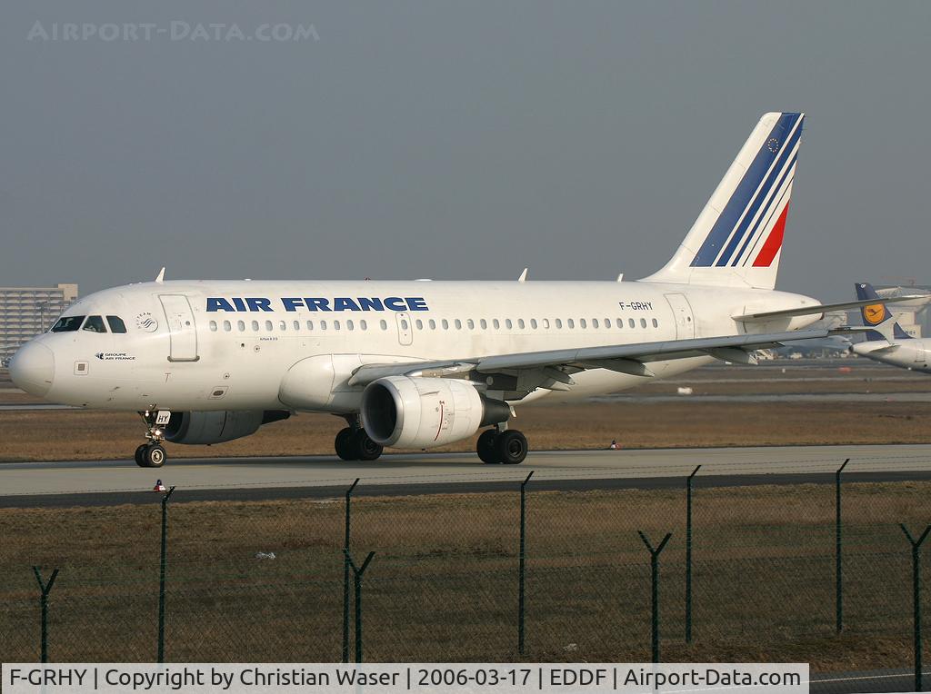 F-GRHY, 2001 Airbus A319-111 C/N 1616, Air France