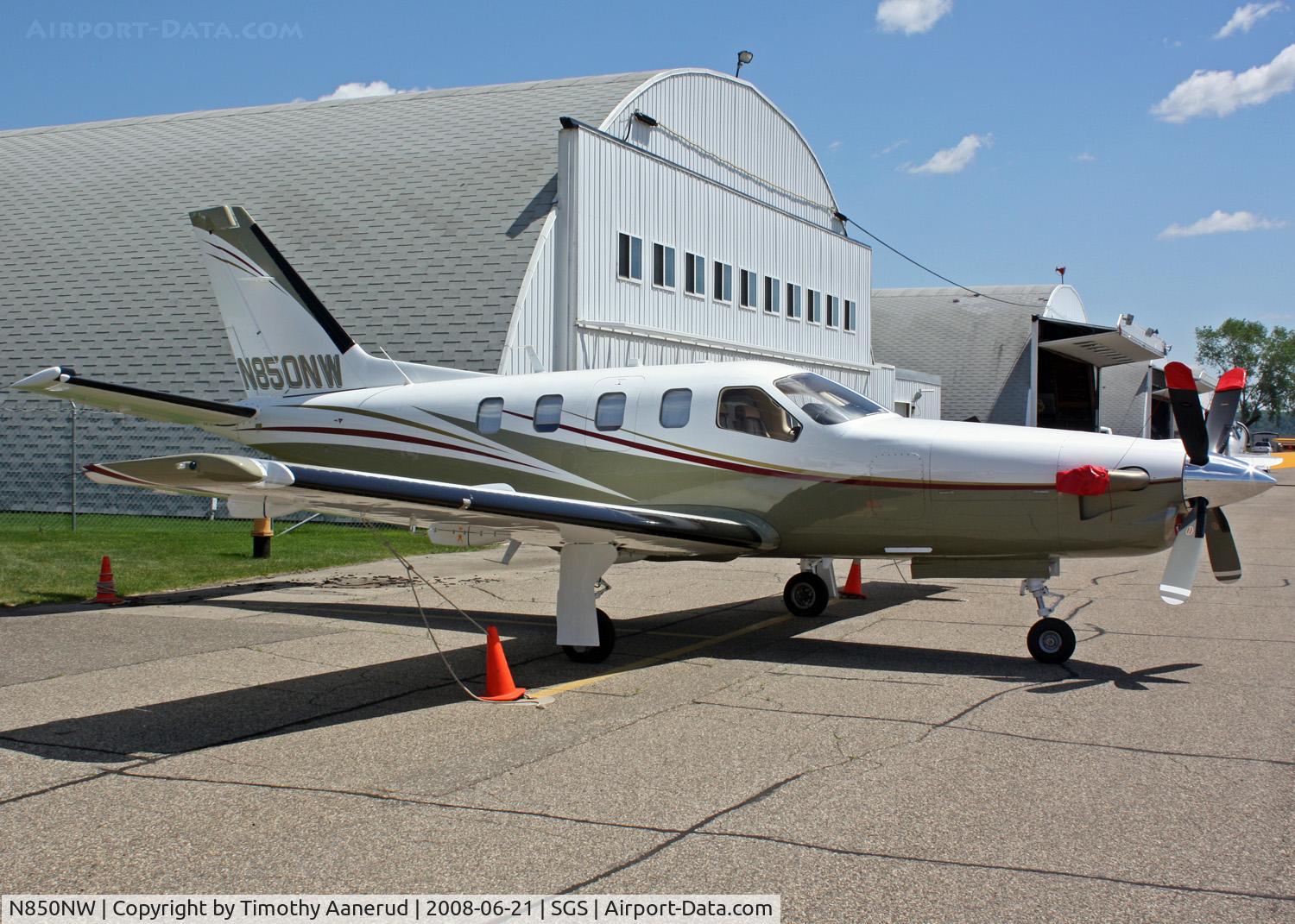 N850NW, Socata TBM-700 C/N 496, Parked at South Saint Paul, Socata TBM 850. C/N 450. It's been reregistered and repainted as N731TM according to airframes.org