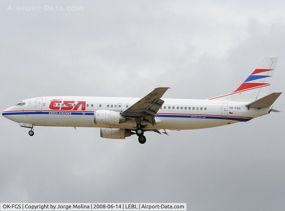OK-FGS, 2000 Boeing 737-45S C/N 28478, On final to RWY 25R.