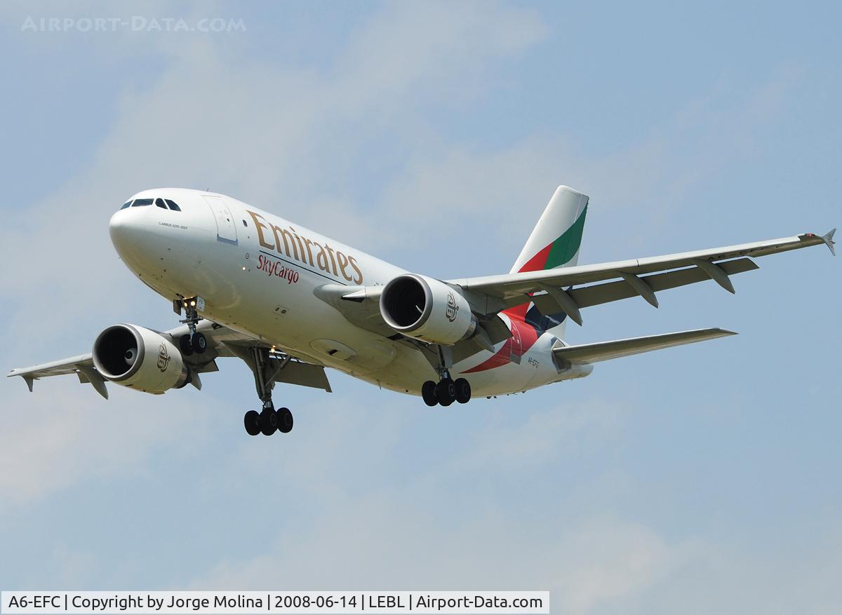 A6-EFC, 1991 Airbus A310-308(F) C/N 622, Emirates cargo on final to RWY 25R.