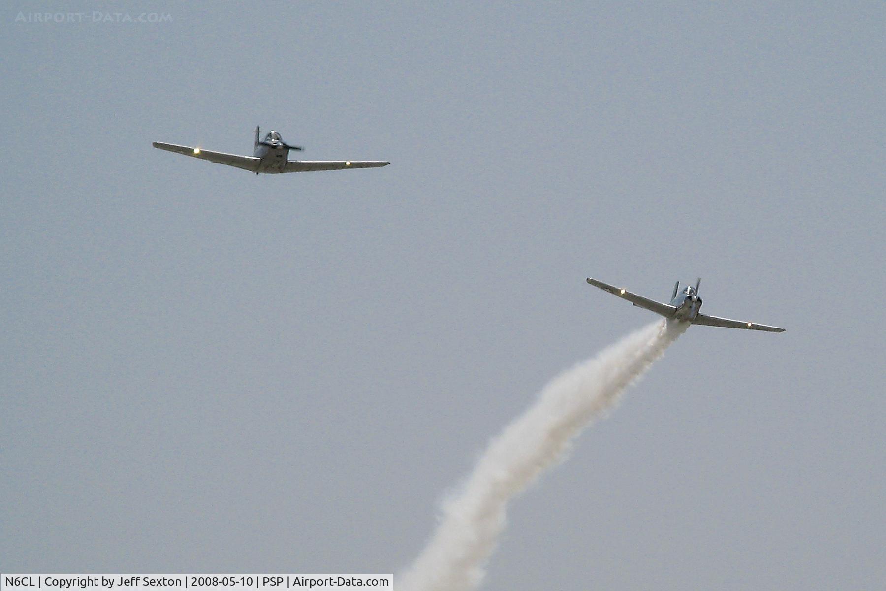 N6CL, 1953 Beech T-34A (A45) Mentor Mentor C/N G-154, Fly past with N4WL at Palm Springs Air Museum