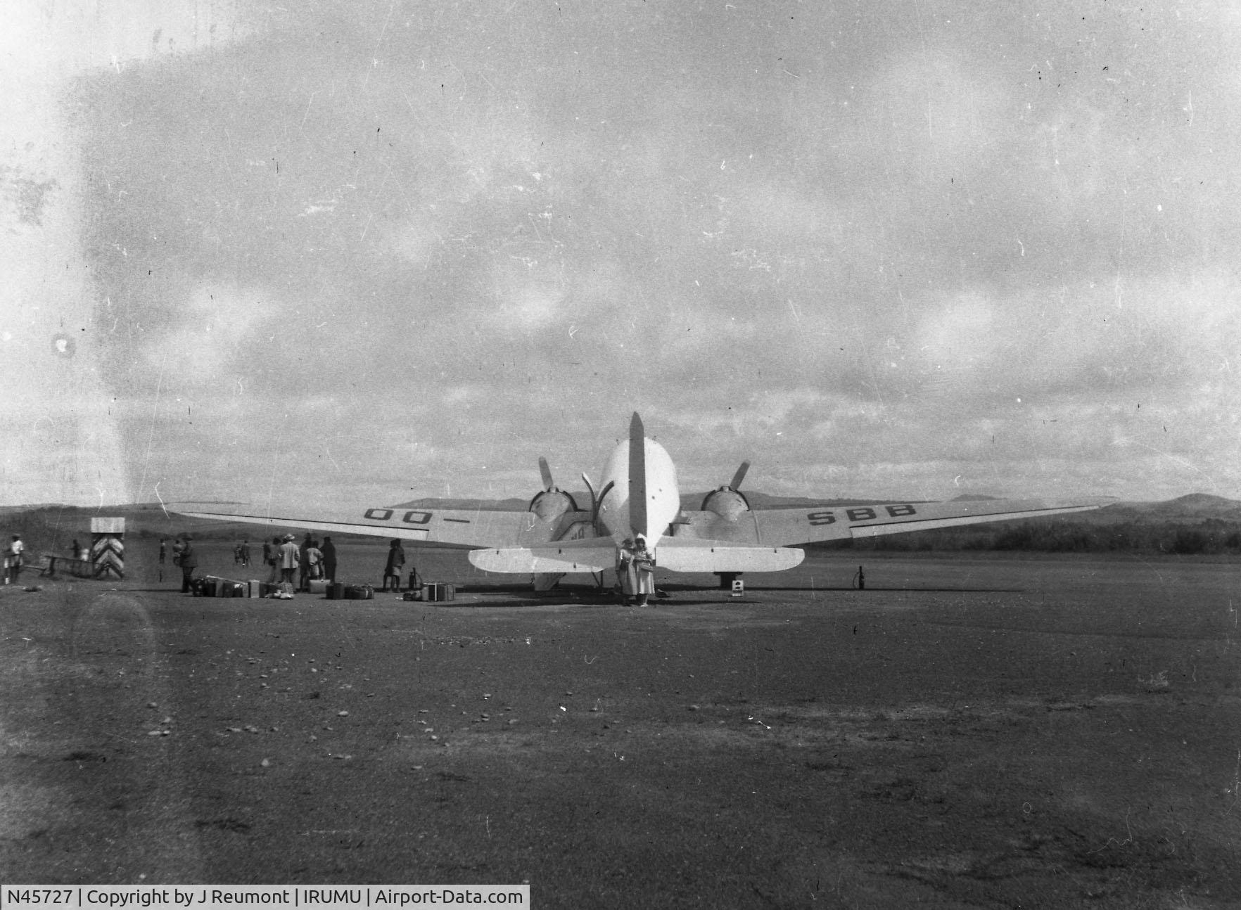 N45727, 1944 Douglas DC3C-S1C3G (C-47A) C/N 13033, In Congo Irumu landing strip 1947 OOSBB first imatriculation Sobelair