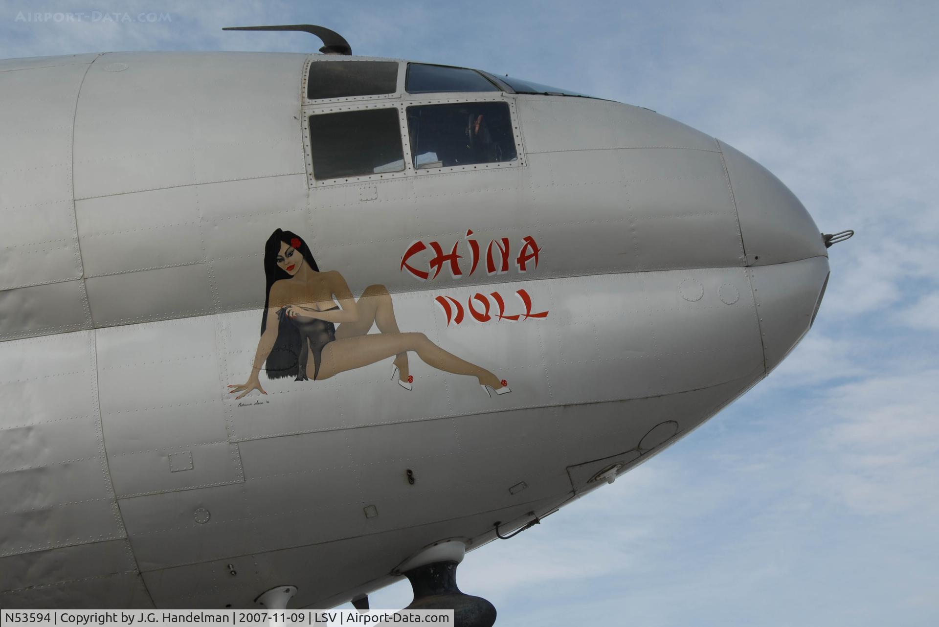 N53594, 1944 Curtiss C-46F Commando C/N 22486, Nose art at Nellis AFB NV