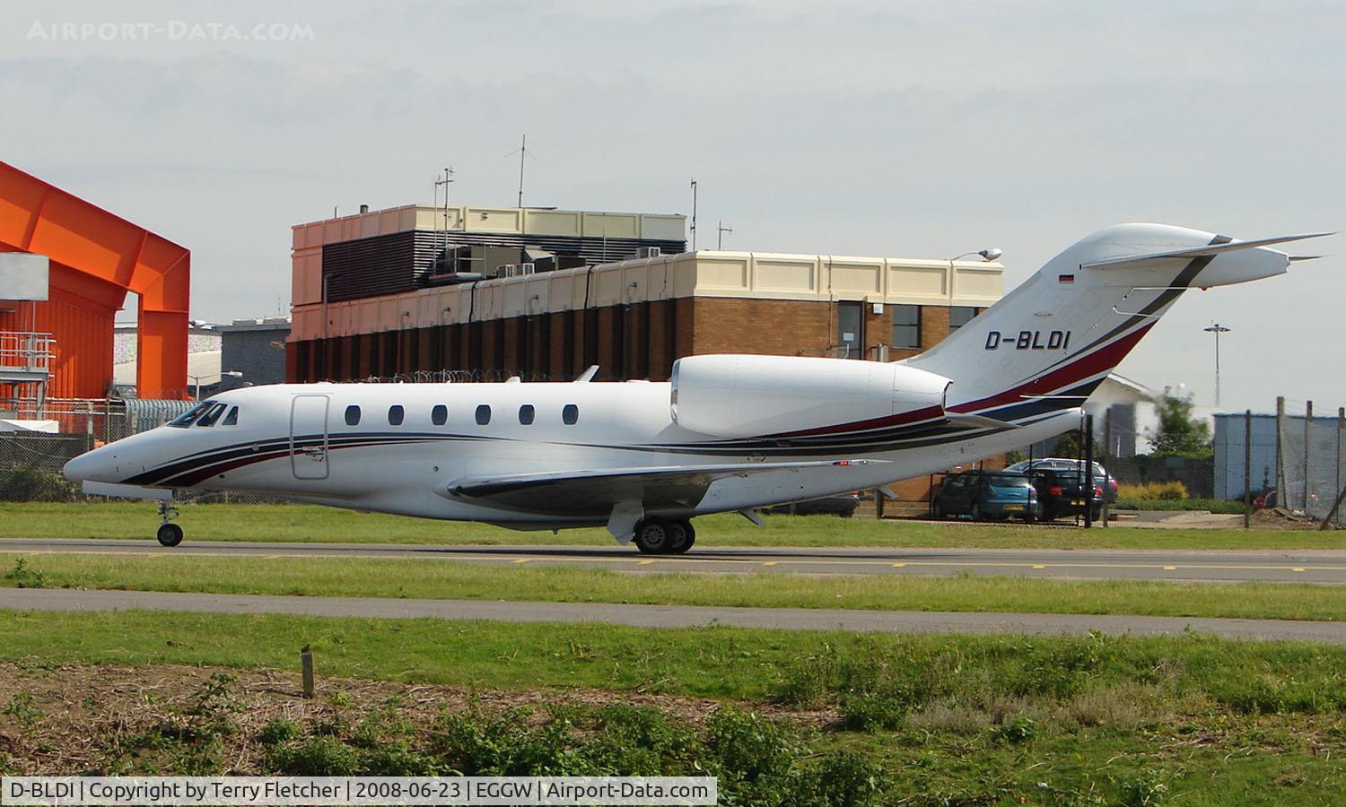 D-BLDI, 2003 Cessna 750 Citation X Citation X C/N 750-0218, German Citation X  taxies in at Luton