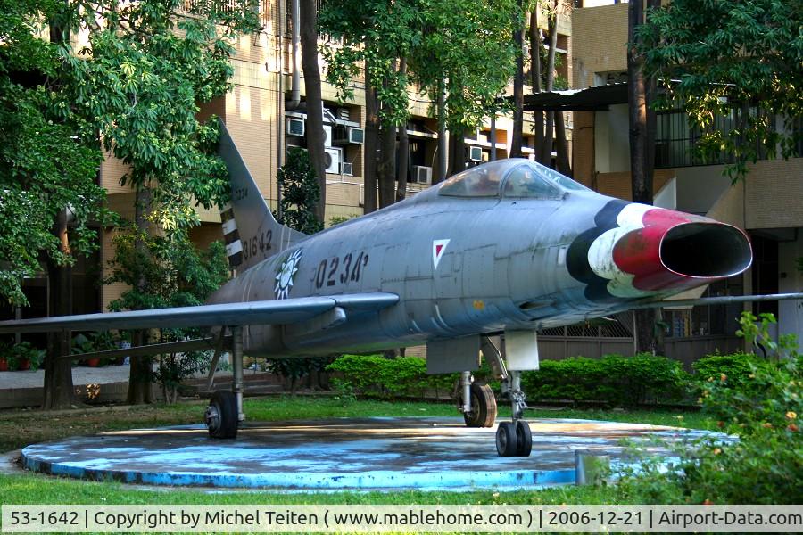 53-1642, 1953 North American F-100A Super Sabre C/N 192-137, 0234 from Taiwan Air Force displayed at the Chung Hsin University from Taichung