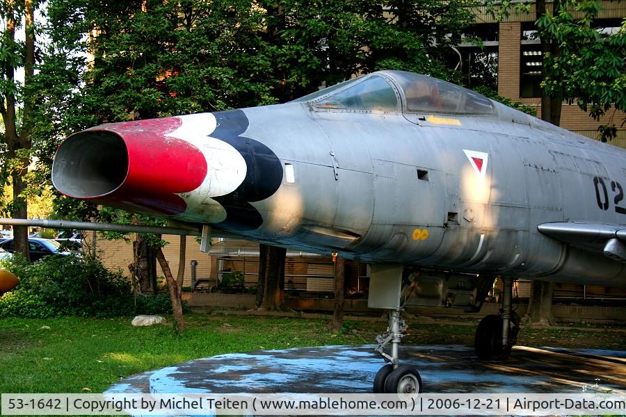 53-1642, 1953 North American F-100A Super Sabre C/N 192-137, 0234 from Taiwan Air Force displayed at the Chung Hsin University from Taichung