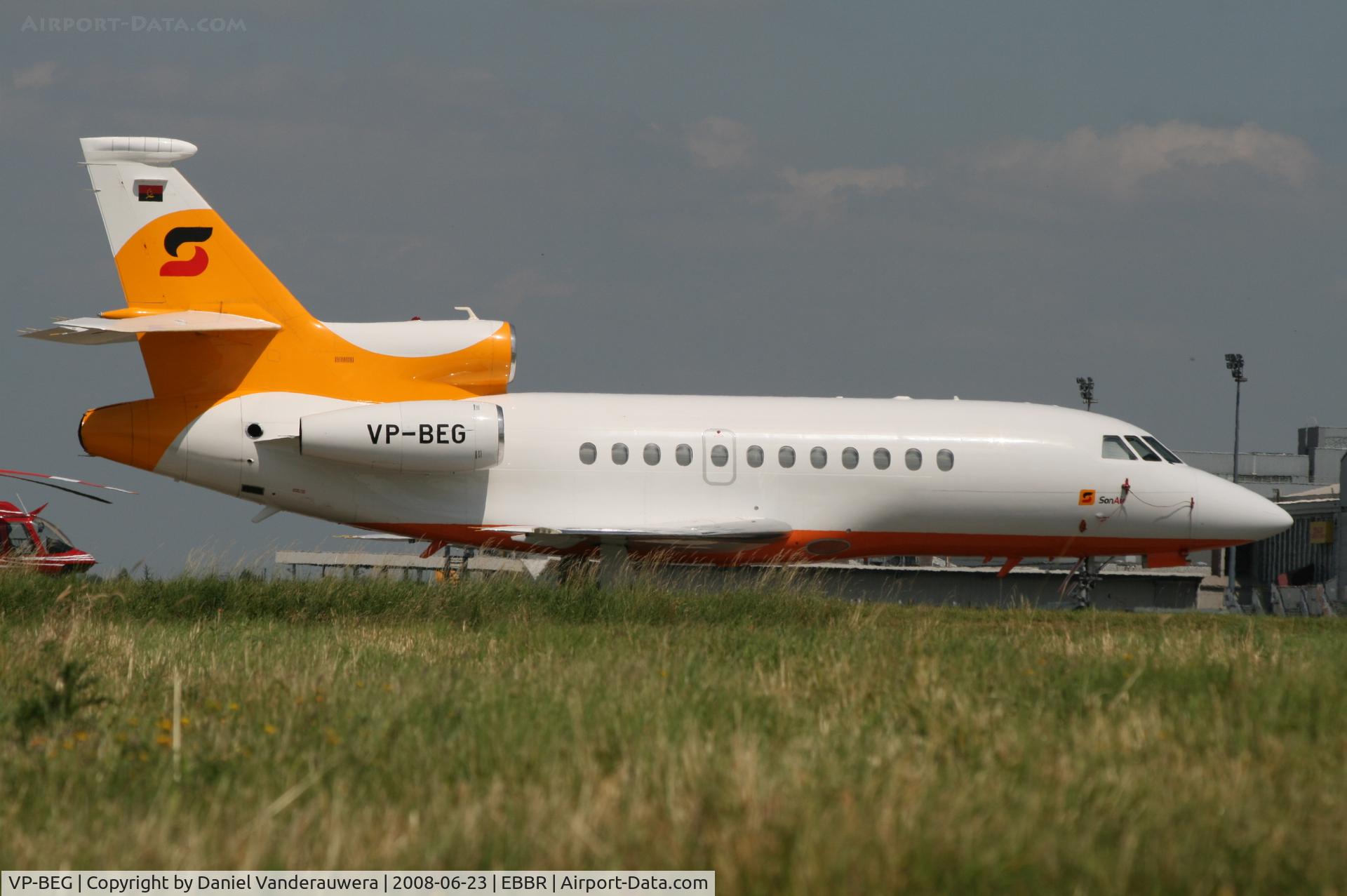 VP-BEG, 1997 Dassault Falcon 900EX C/N 17, parked on General Aviation apron (Abelag)