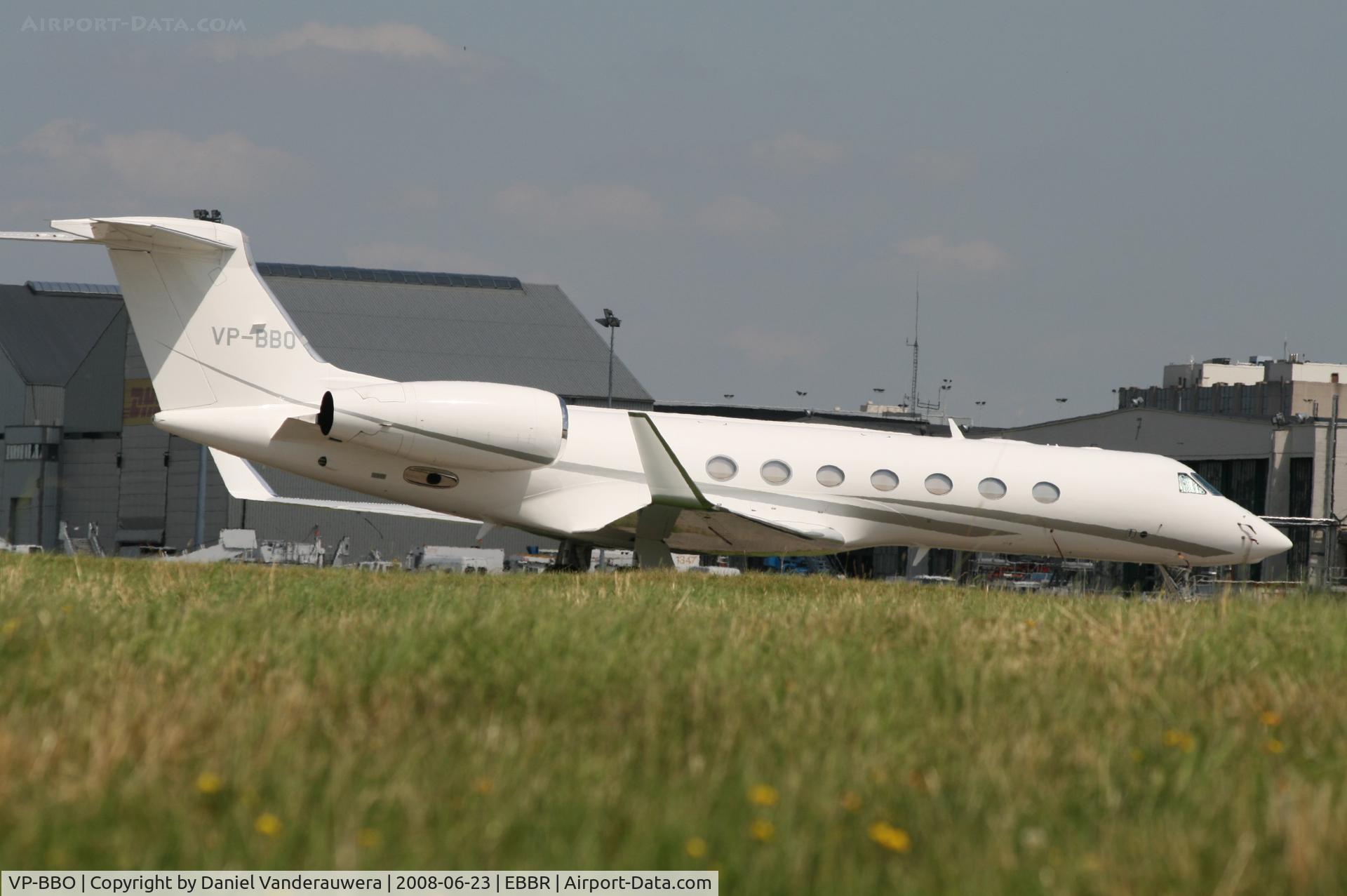 VP-BBO, 2006 Gulfstream Aerospace GV-SP (G550) C/N 5123, parked on General Aviation apron (Abelag)
