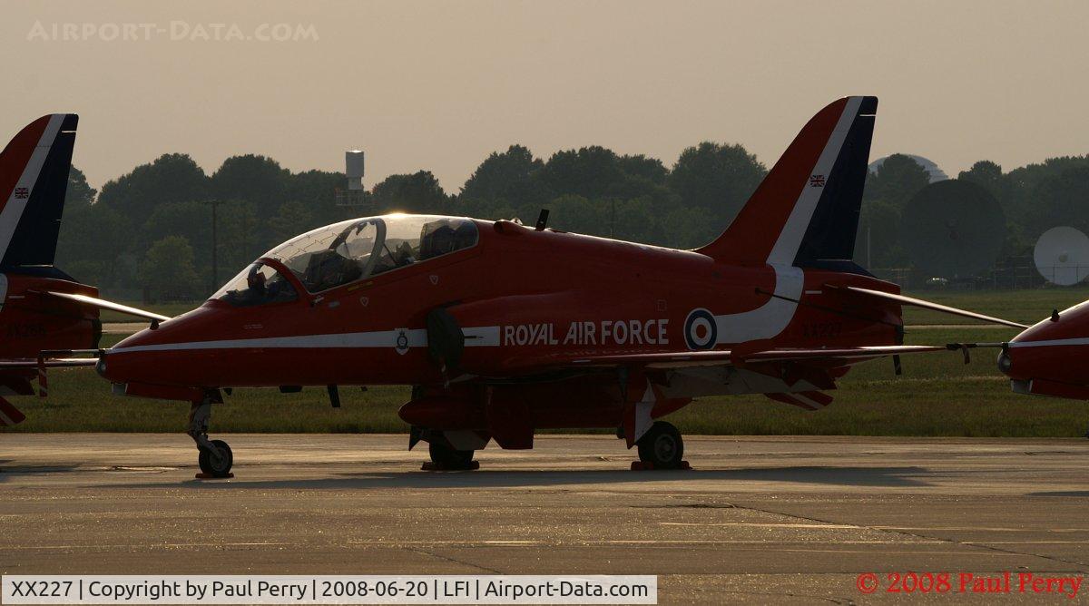 XX227, 1978 Hawker Siddeley Hawk T.1A C/N 063/312063, The Red Arrows sitting on the ramp near sunset