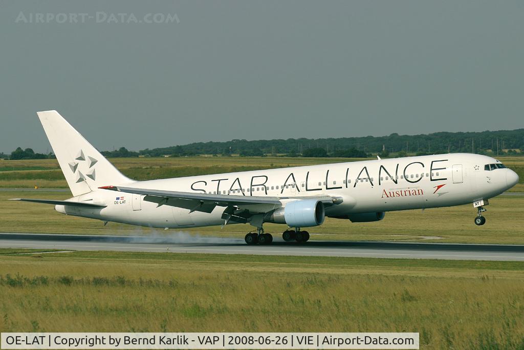 OE-LAT, 1991 Boeing 767-31A C/N 25273, Touching down on Rwy 34