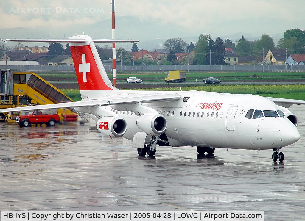 HB-IYS, 2001 British Aerospace Avro 146-RJ100 C/N E3381, Swiss