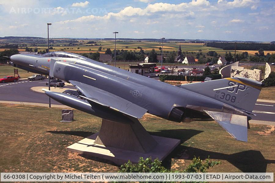 66-0308, 1968 McDonnell F-4E Phantom II C/N 2505, F-4E displayed as F-4G at the main entry of Spangdahlem AB