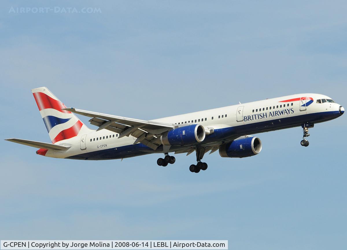 G-CPEN, 1997 Boeing 757-236 C/N 28666, SPEEDBIRD on approach to RWY 25R.