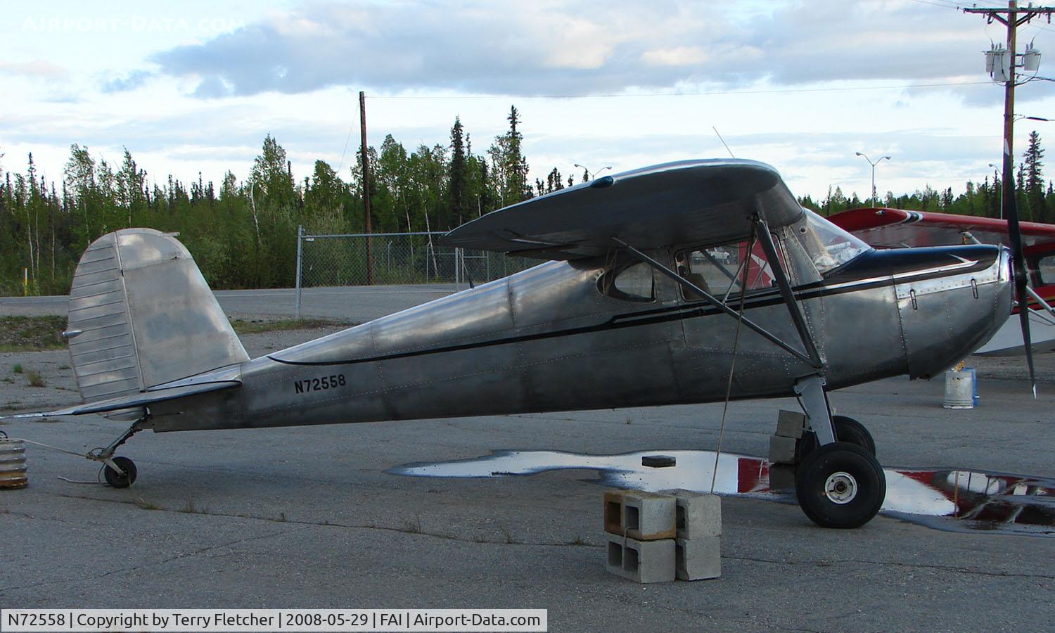 N72558, 1946 Cessna 140 C/N 9728, 1946 Cessna 140 on Fairbanks East Ramp
