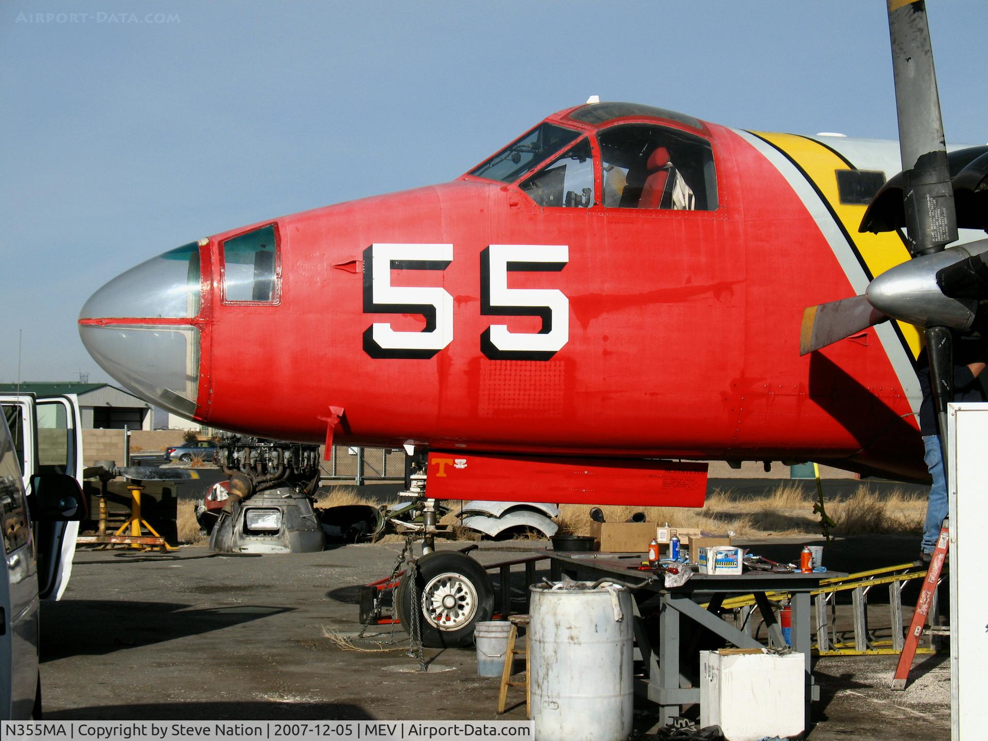 N355MA, 1957 Lockheed SP-2H (P2V-7S) Neptune C/N 726-7229, Close-up of nose Minden Air 1957 Lockheed SP-2H Tanker 55 @ Minden NV
