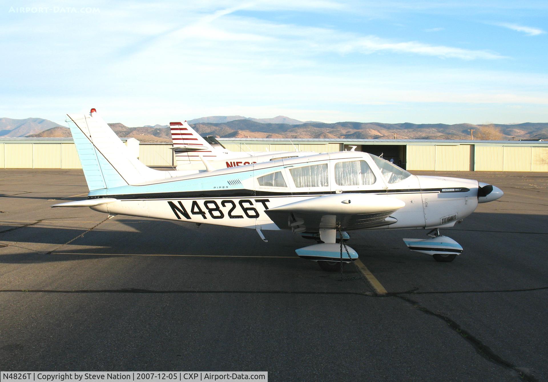 N4826T, 1972 Piper PA-28-180 C/N 28-7205202, 1972 Piper PA-28-180 in late winter afternoon sun @ Carson City, NV