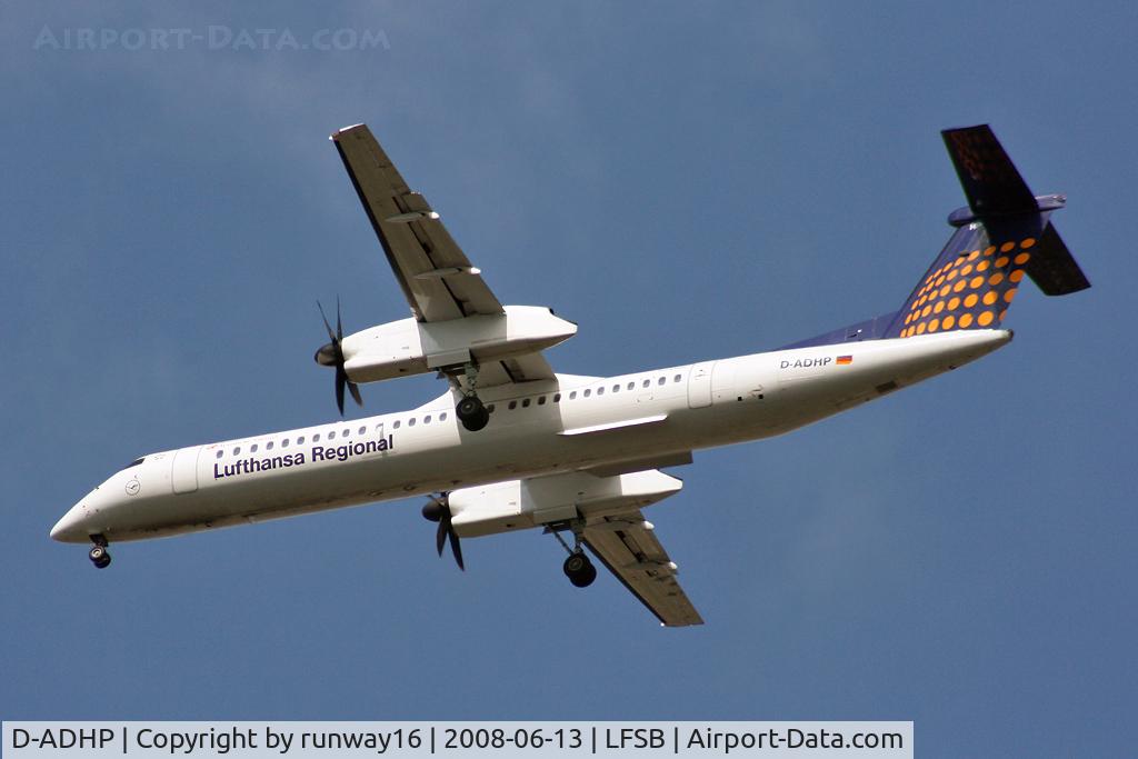 D-ADHP, 1998 De Havilland Canada DHC-8-402 Dash 8 C/N 4003, Lufthansa (Augsburg Airways) landing rwy 34