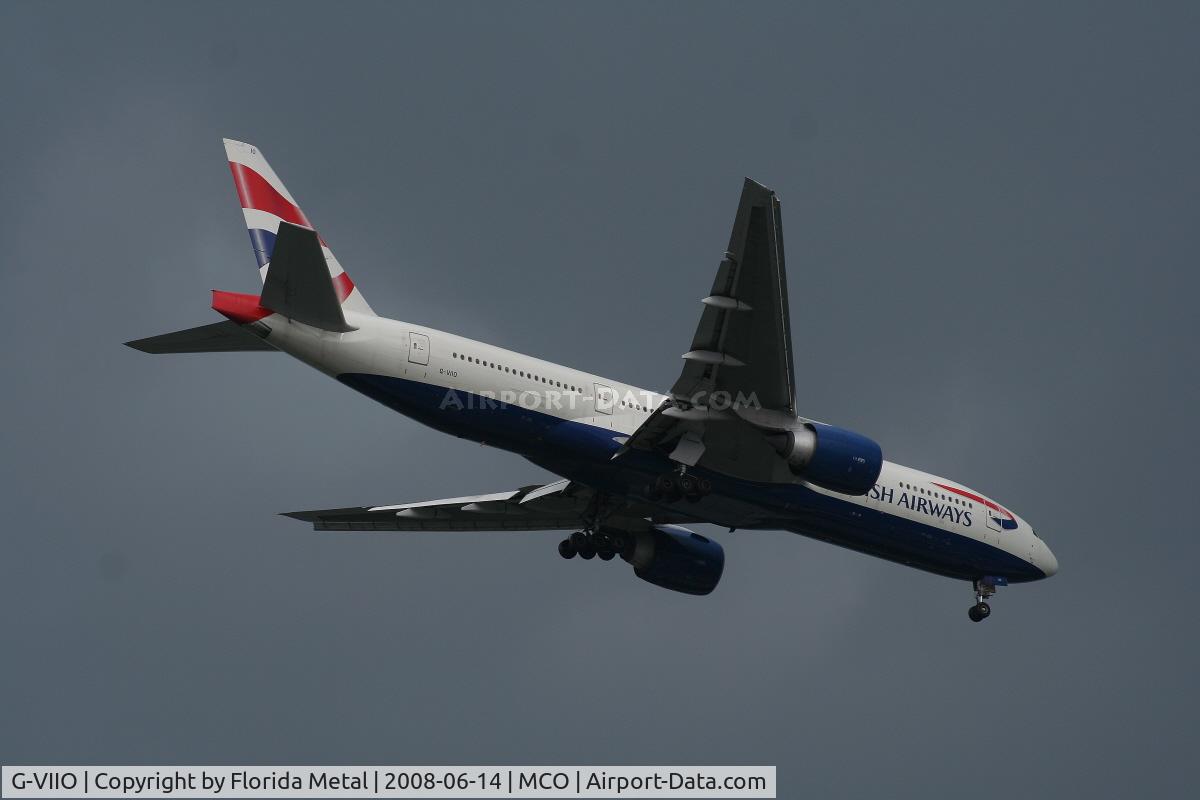 G-VIIO, 1999 Boeing 777-236 C/N 29320, British 777 landing on Runway 18R at MCO before a big thunderstorm