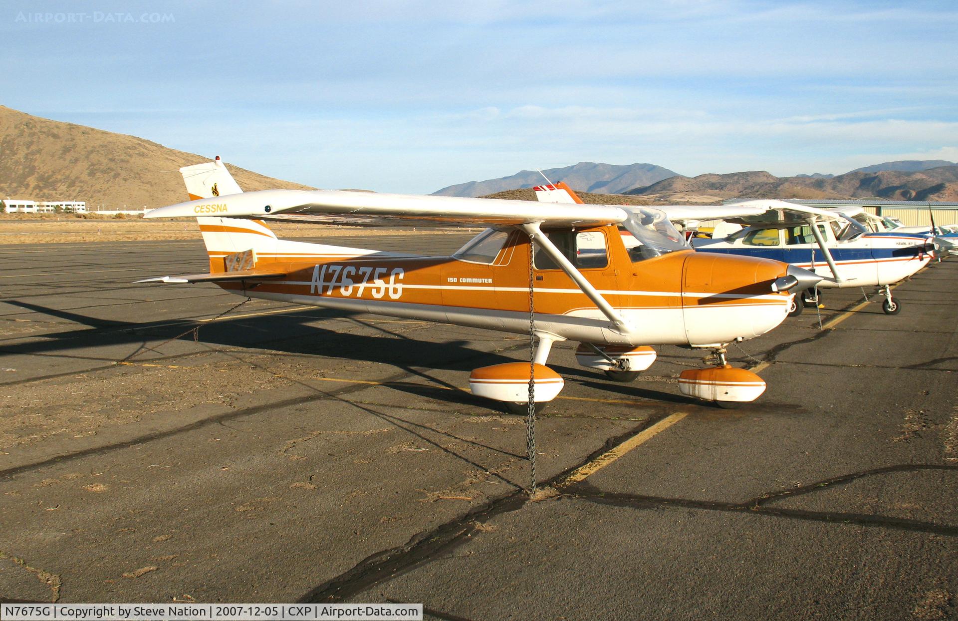 N7675G, 1973 Cessna 150L C/N 15074713, 1973 Cessna 150L with Wyoming cowboy tail logo @ Carson City, NV