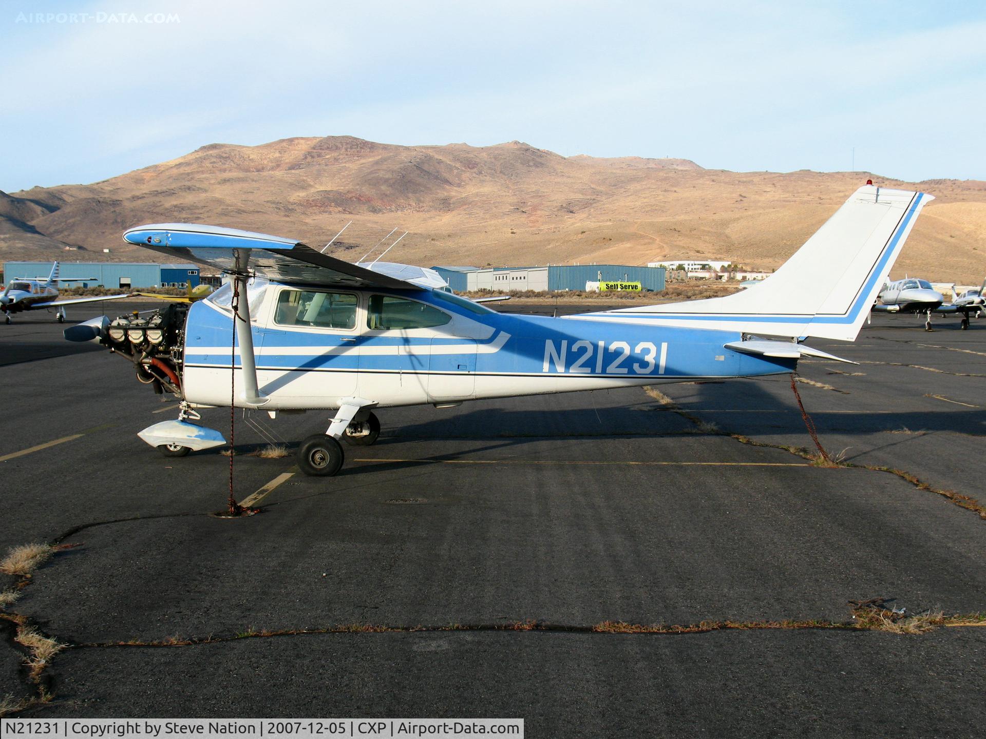 N21231, 1972 Cessna 182P Skylane C/N 18261503, 1972 Cessna 182P minus cowling cover in late afternoon winter sun @ Carson City, NV