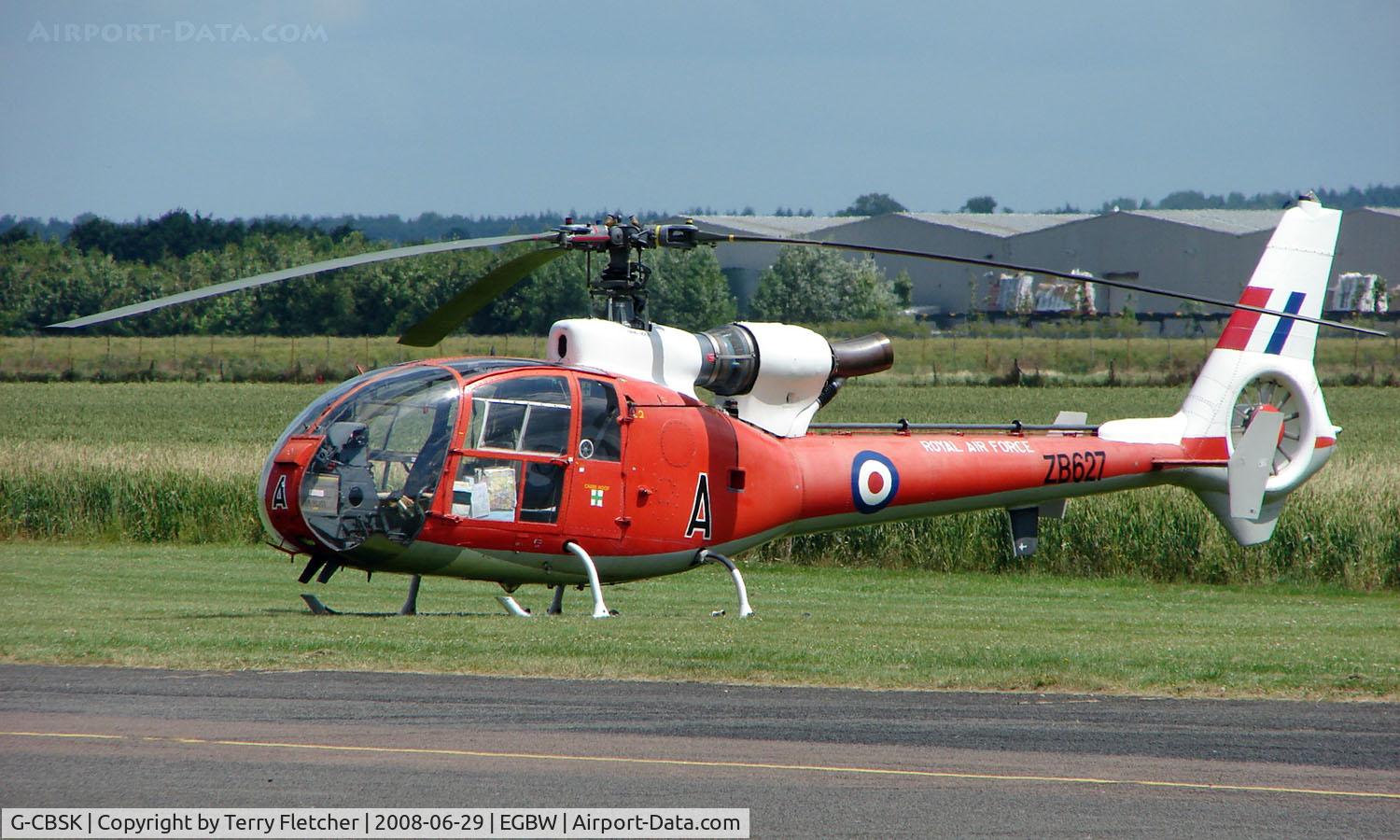 G-CBSK, 1982 Westland SA-341D Gazelle HT3 C/N WA1914, This Westland Gazelle wears its old military marks of ZB627 on a sunny Sunday afternoon at Wellesbourne