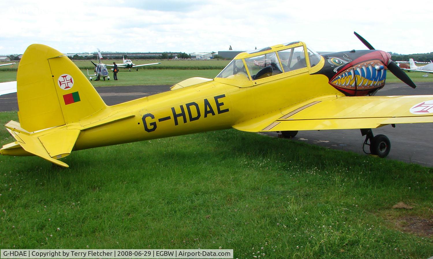 G-HDAE, 1951 De Havilland DHC-1 Chipmunk T.20 C/N C1/0280, Brightly coloured DHC1 Chipmunk on a sunny Sunday afternoon at Wellesbourne