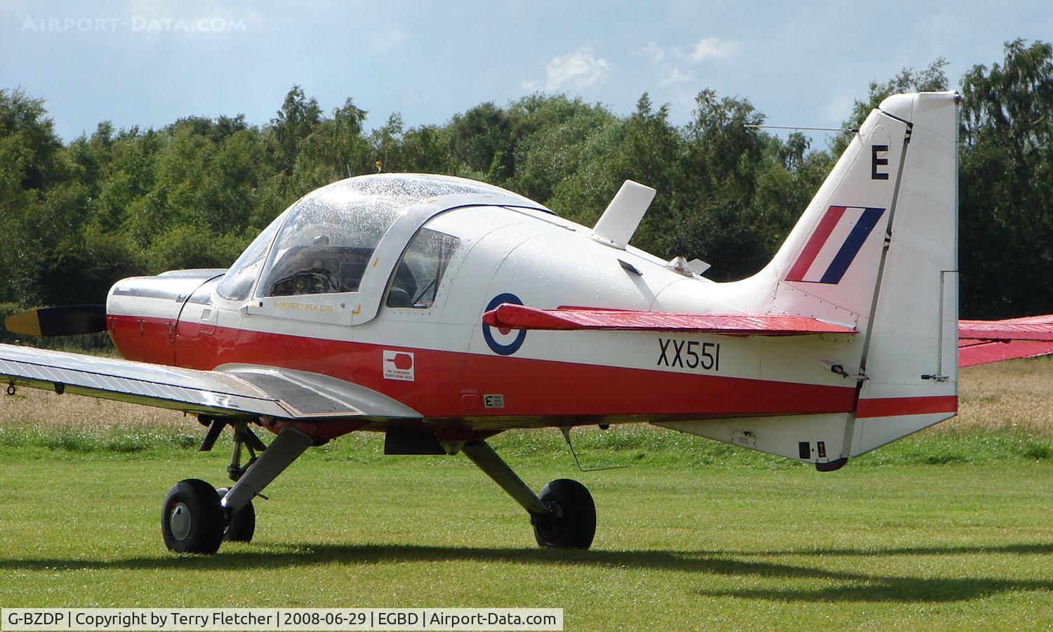 G-BZDP, 1974 Scottish Aviation Bulldog T.1 C/N BH120/244, This Scottish Aviation Bulldog still wears its former military serial XX551 at Derby Eggington