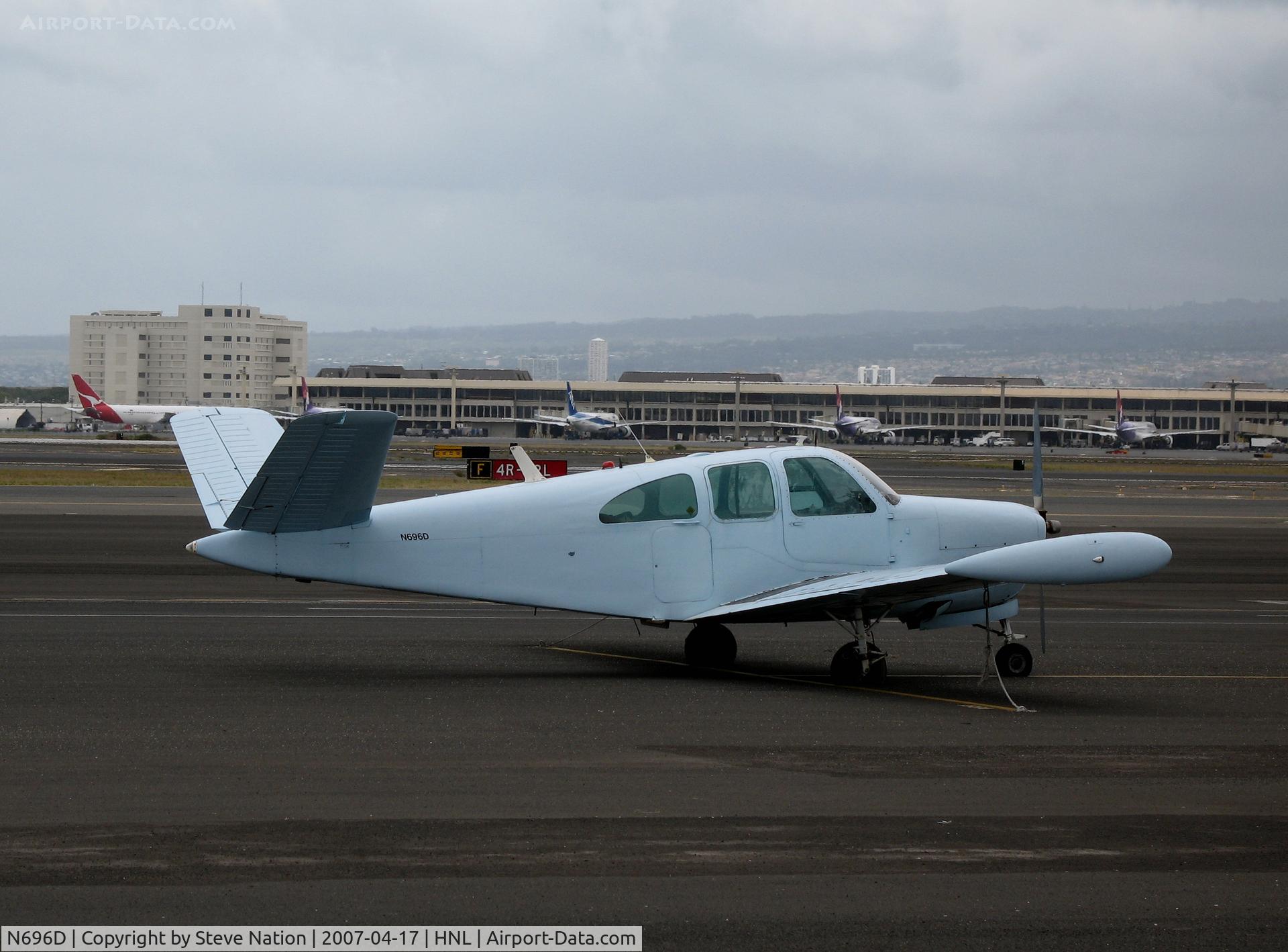 N696D, 1951 Beech C35 Bonanza C/N D-2974, 1951 Beech C35 with tip tanks (a la AU-22B) @ Honolulu, Ji
