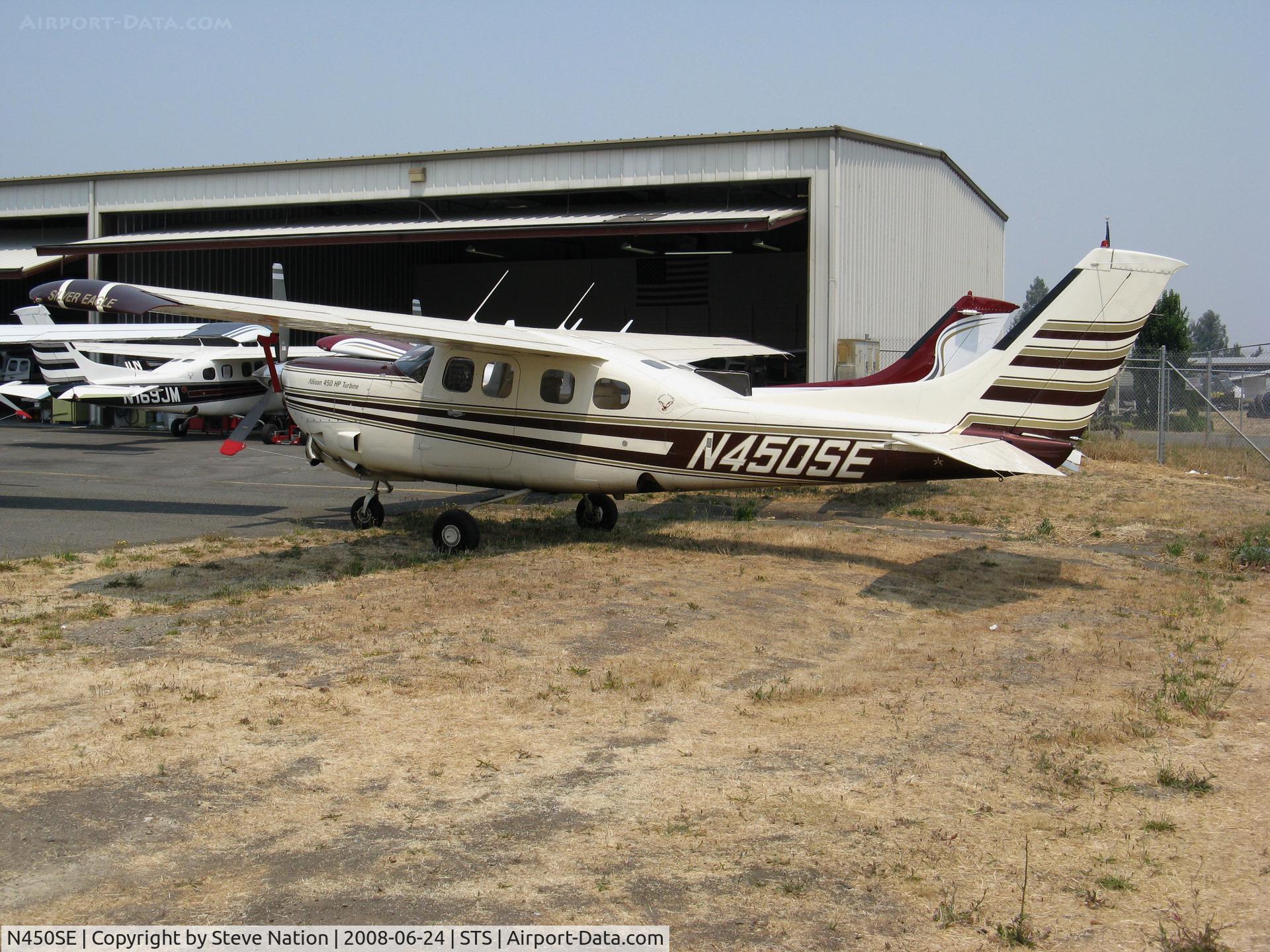 N450SE, Cessna P210N Pressurised Centurion C/N P21000605, Rolls-Royce Turbo Silver Eagle conversion of Cessna P210N @ Santa Rosa, CA in hazy conditions