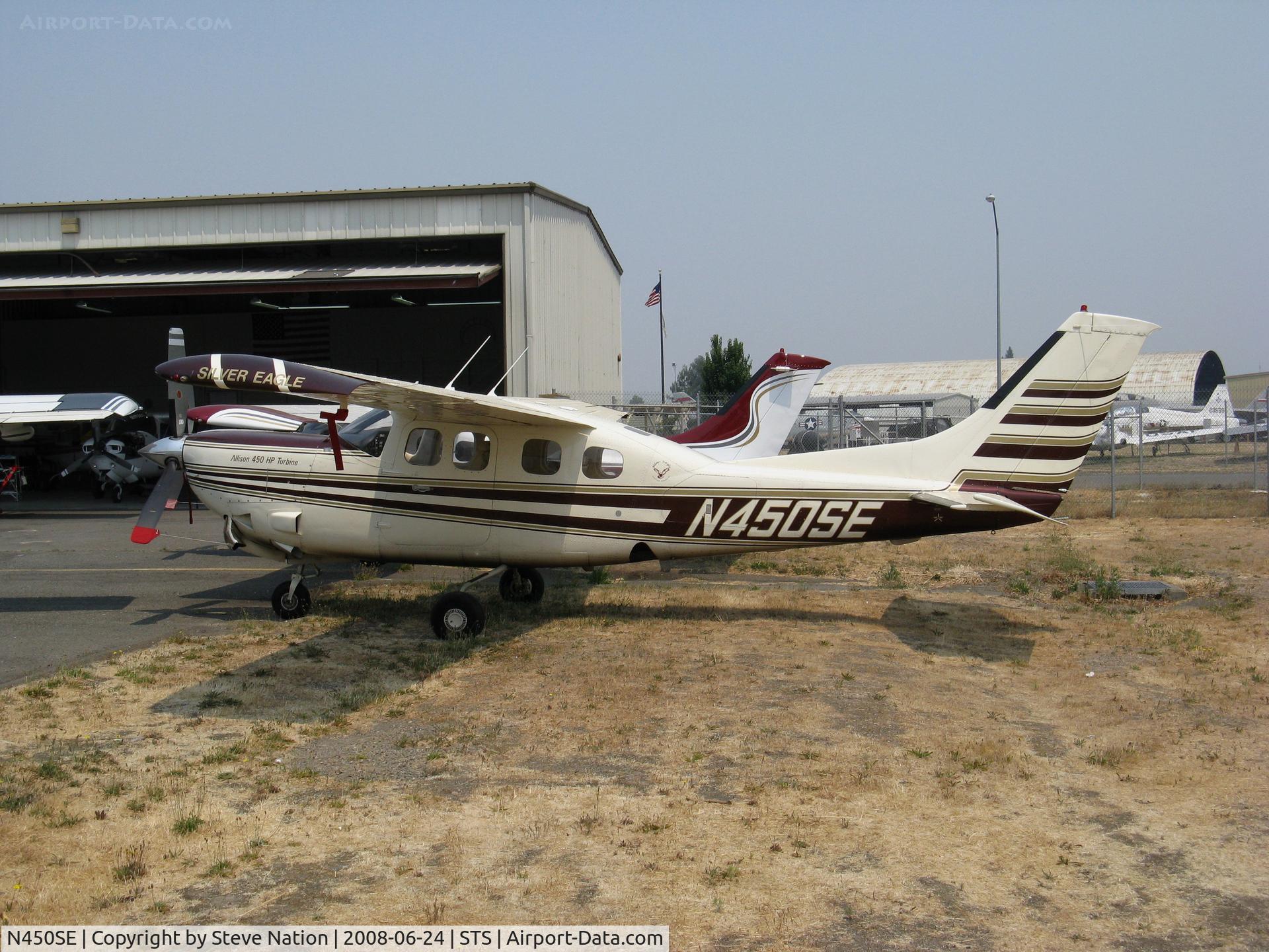 N450SE, Cessna P210N Pressurised Centurion C/N P21000605, Rolls-Royce Turbo Silver Eagle conversion of Cessna P210N @ Santa Rosa, CA in hazy conditions