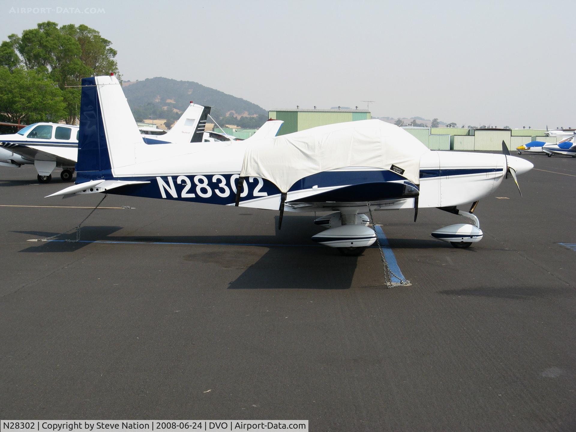 N28302, 1977 Grumman American AA-5B Tiger C/N AA5B0539, 1977 Grumman American Avn. Corp. AA-5B in hazy conditions @ Novato-Gnoss Field, CA