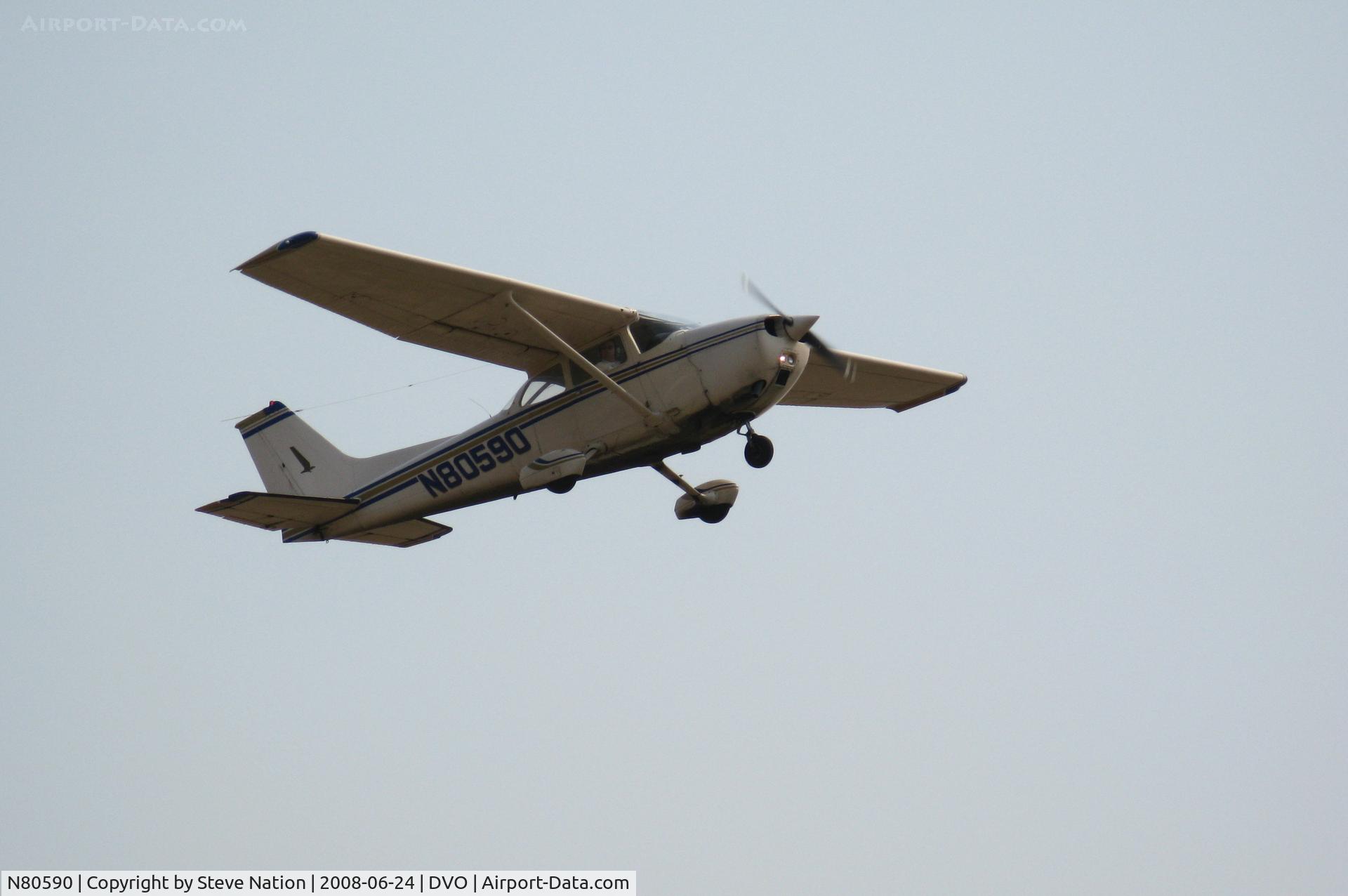 N80590, 1976 Cessna 172M C/N 17266663, 1976 Cessna 172M climbing out in VERY hazy conditions @ Novato-Gnoss Field, CA
