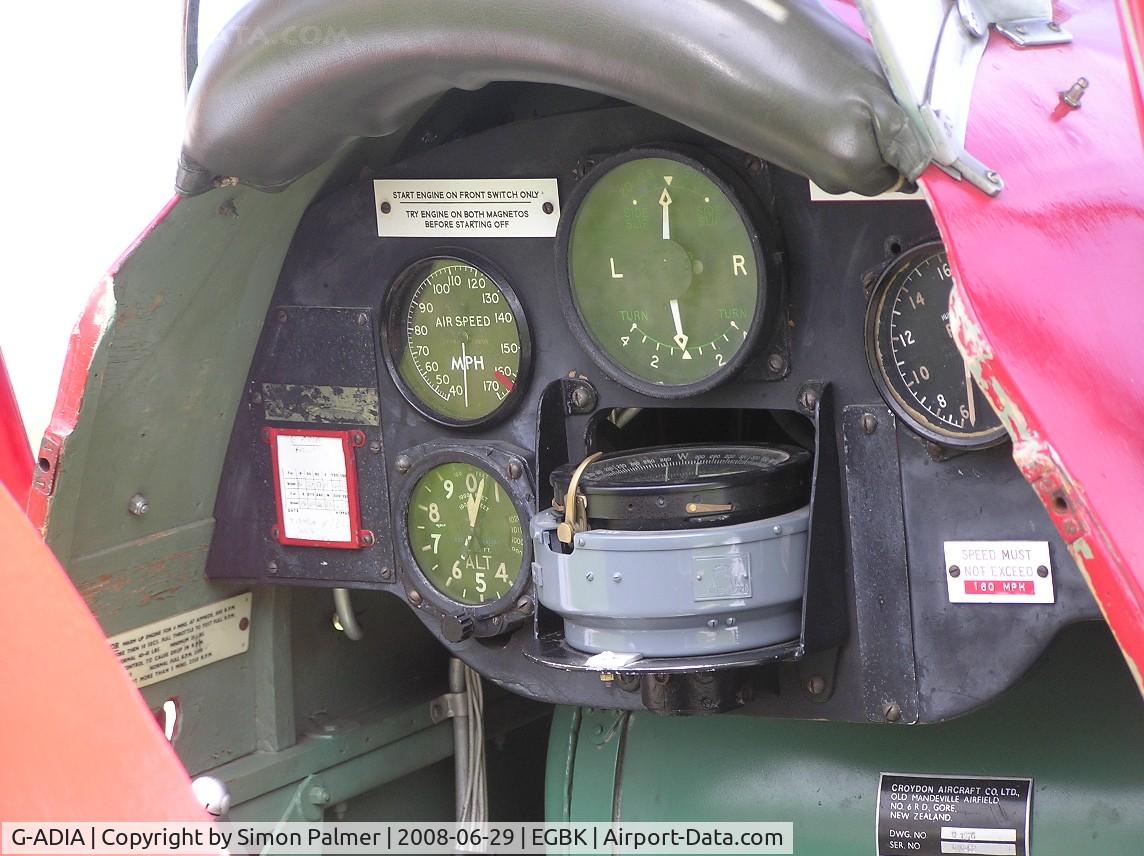G-ADIA, 1935 De Havilland DH-82A Tiger Moth II C/N 3368, Front cockpit of Tiger Moth